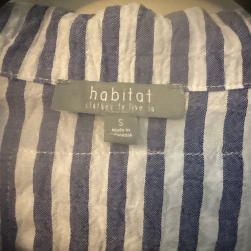 Women's Habitat Blue White Striped Button Down Shirt S, sear sucker - Picture 2 of 5